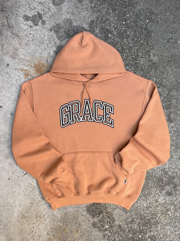 Vintage Russell “Grace” Faded Pale Orange Hoodie (M)