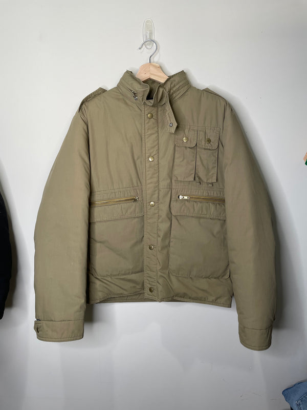 1980s Khaki Cargo Down Puffer Jacket (S/M)