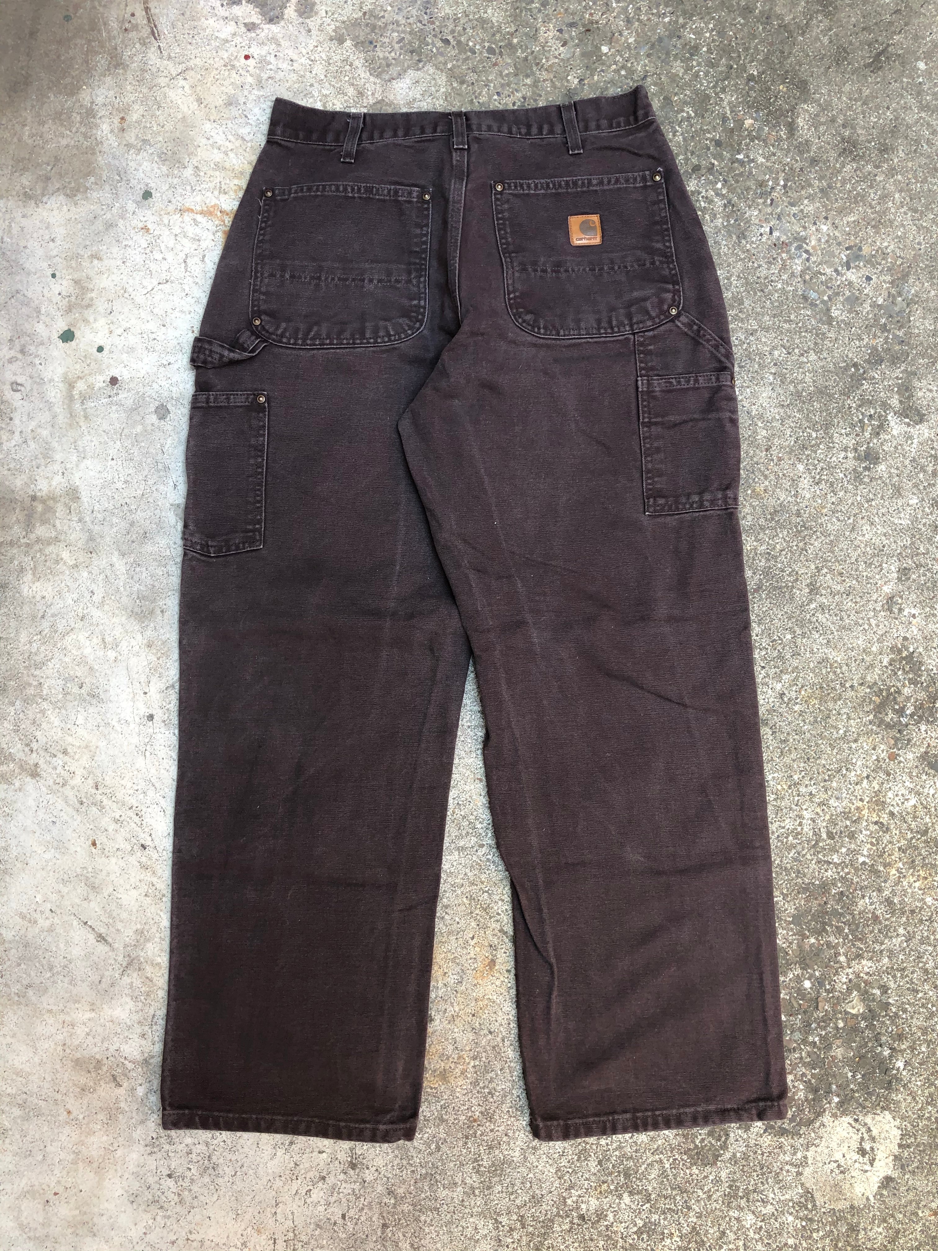 Carhartt B136 Dark Brown Double Front Knee Work Pants (31X29