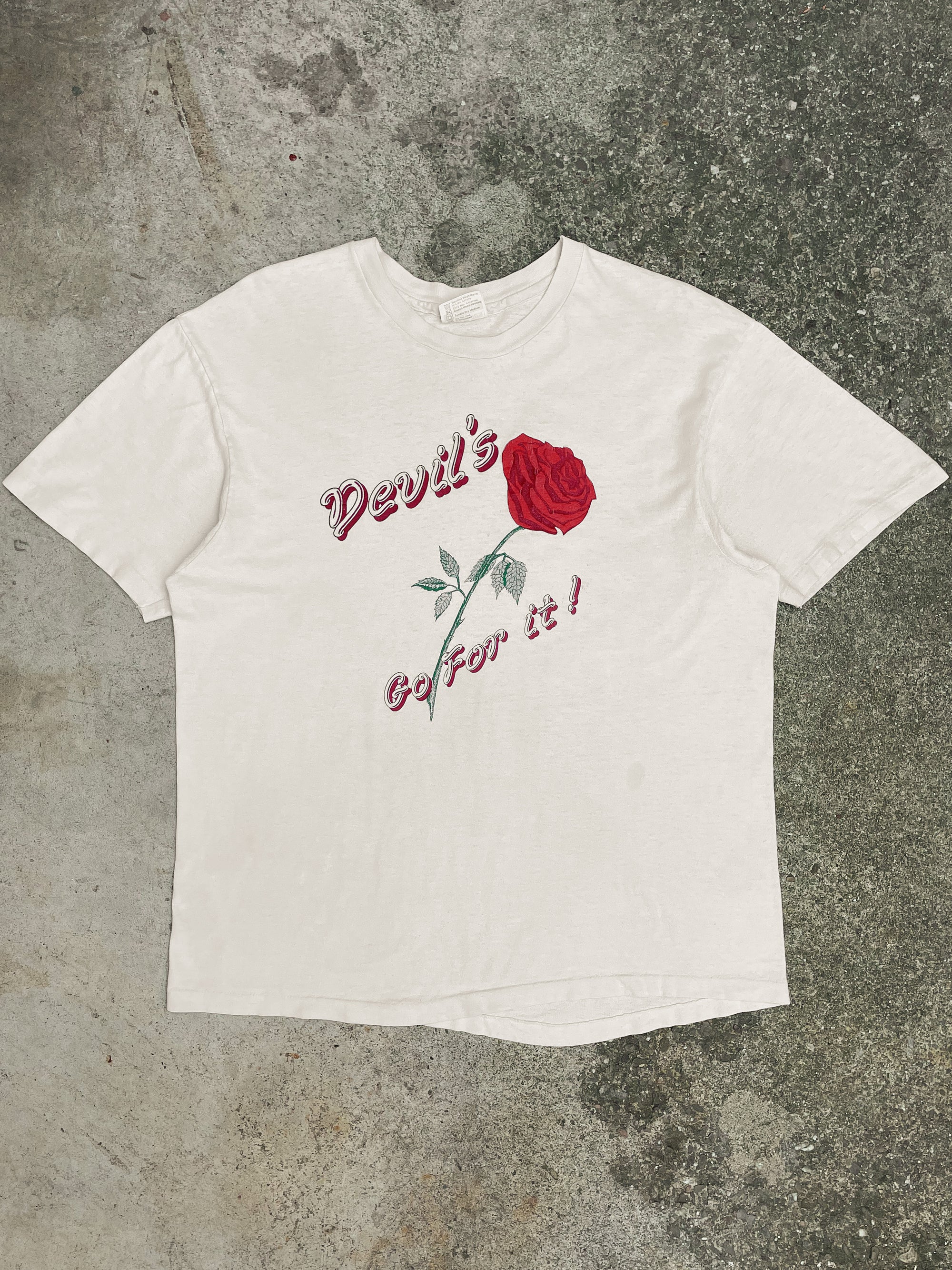 1980s “Devil’s Go For It” Single Stitched Tee (M/L)