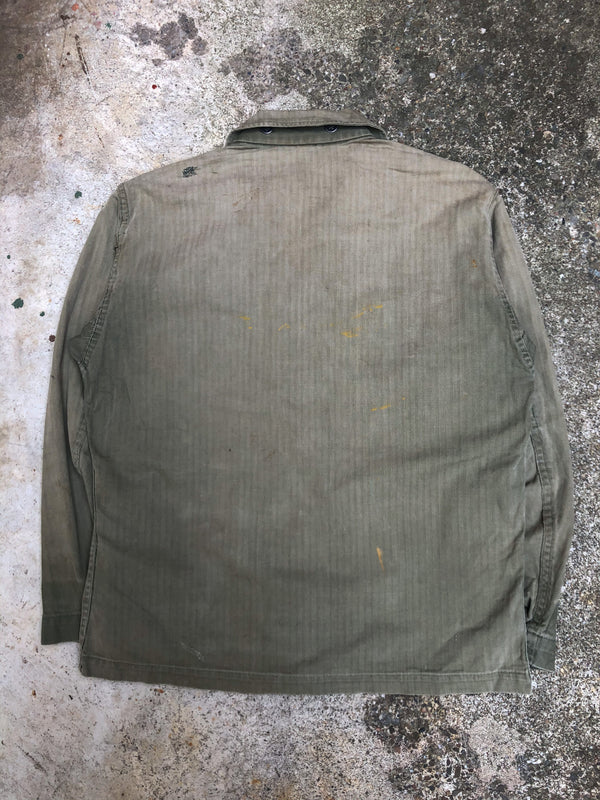 1940s WWII Sun Faded Repaired P43 HBT Shirt