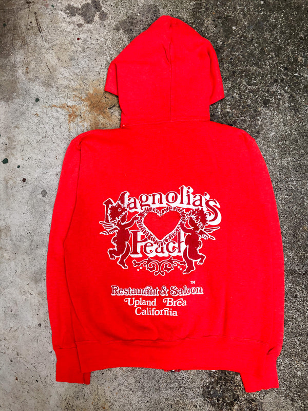 1980s Cherry Red “Magnolia’s Peach” Zip Up Hoodie