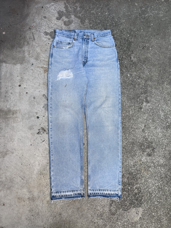 1990s Levis Distressed Faded Blue 505 Released Hem (29X31)