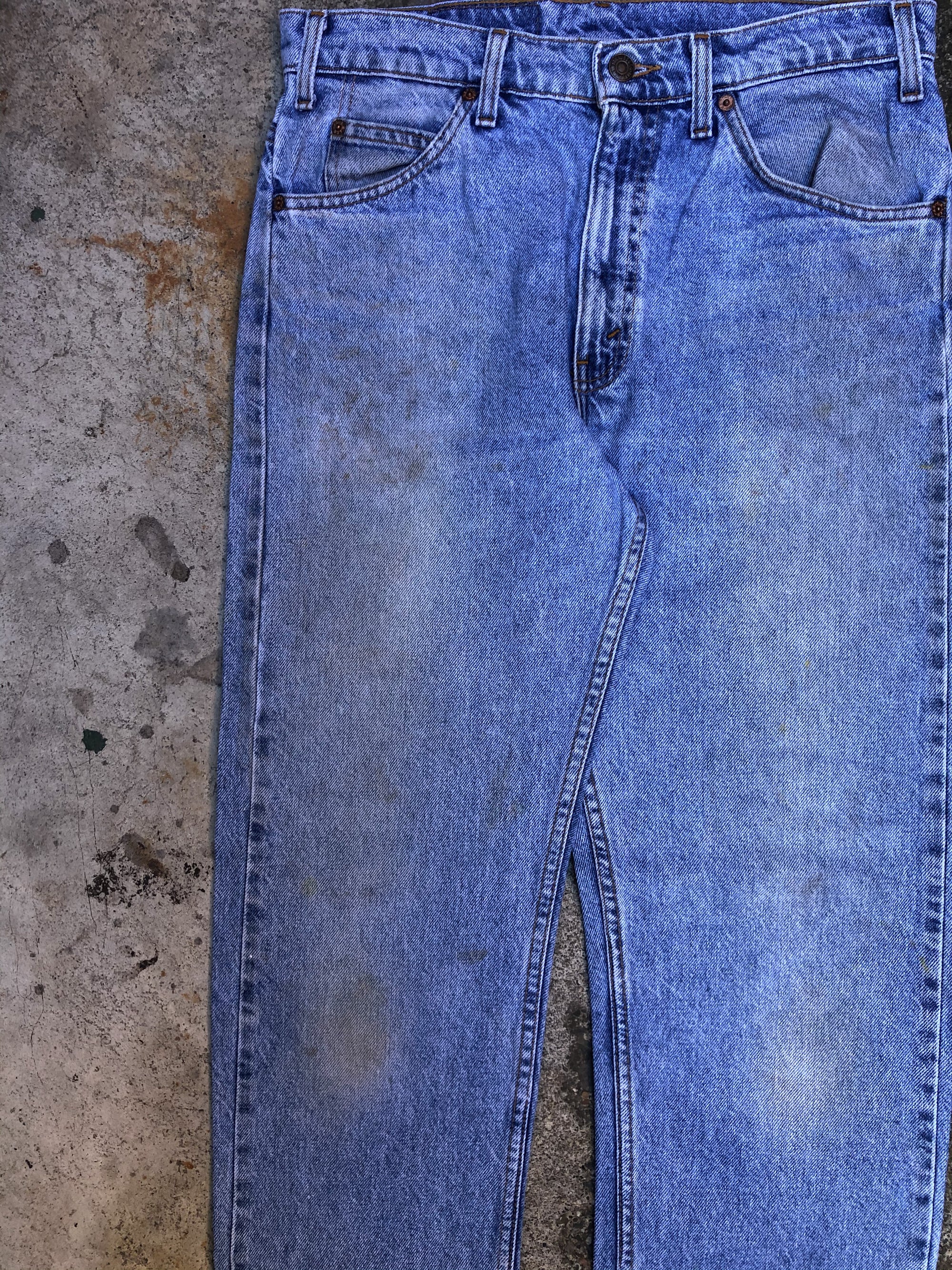 1990s Orange Tab Levis Mid Stone Wash Blue 505 (31X31)