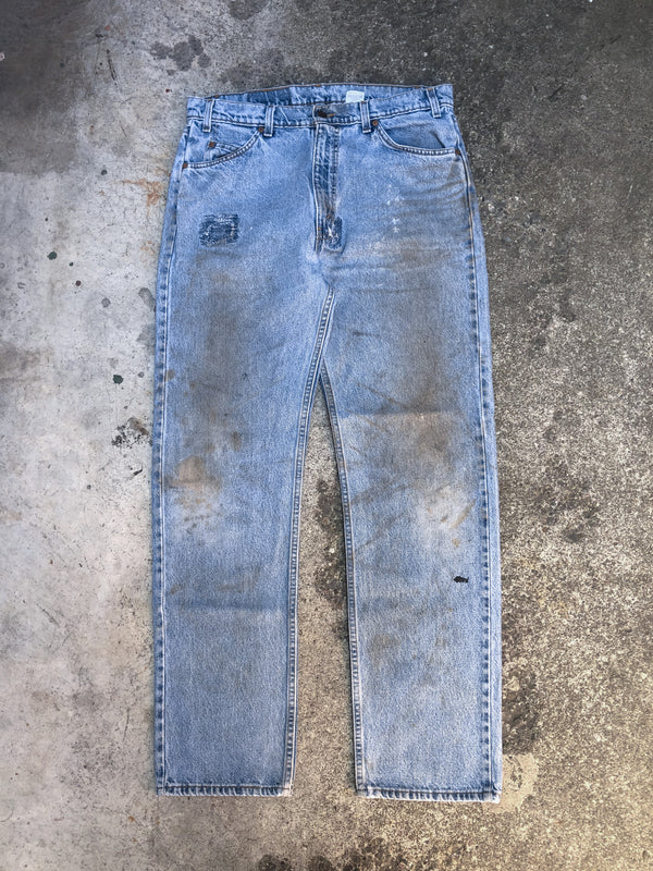 1990s Orange Tab Levis Repaired Dirty Blue 505 (34X31)