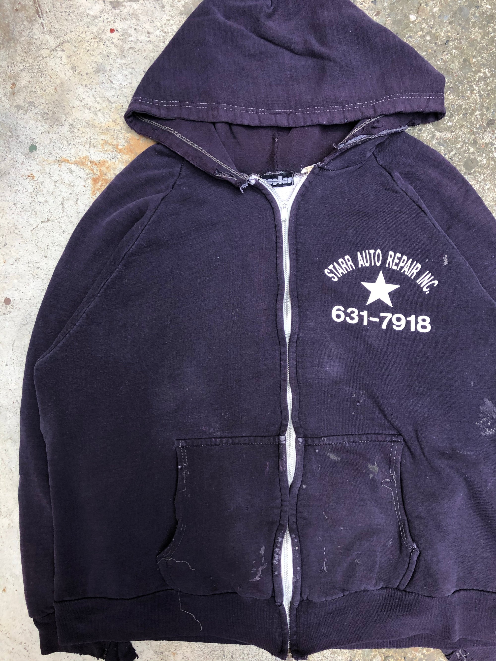 1980s Faded “Starr Auto Repair” Thermal Zip Up Hoodie