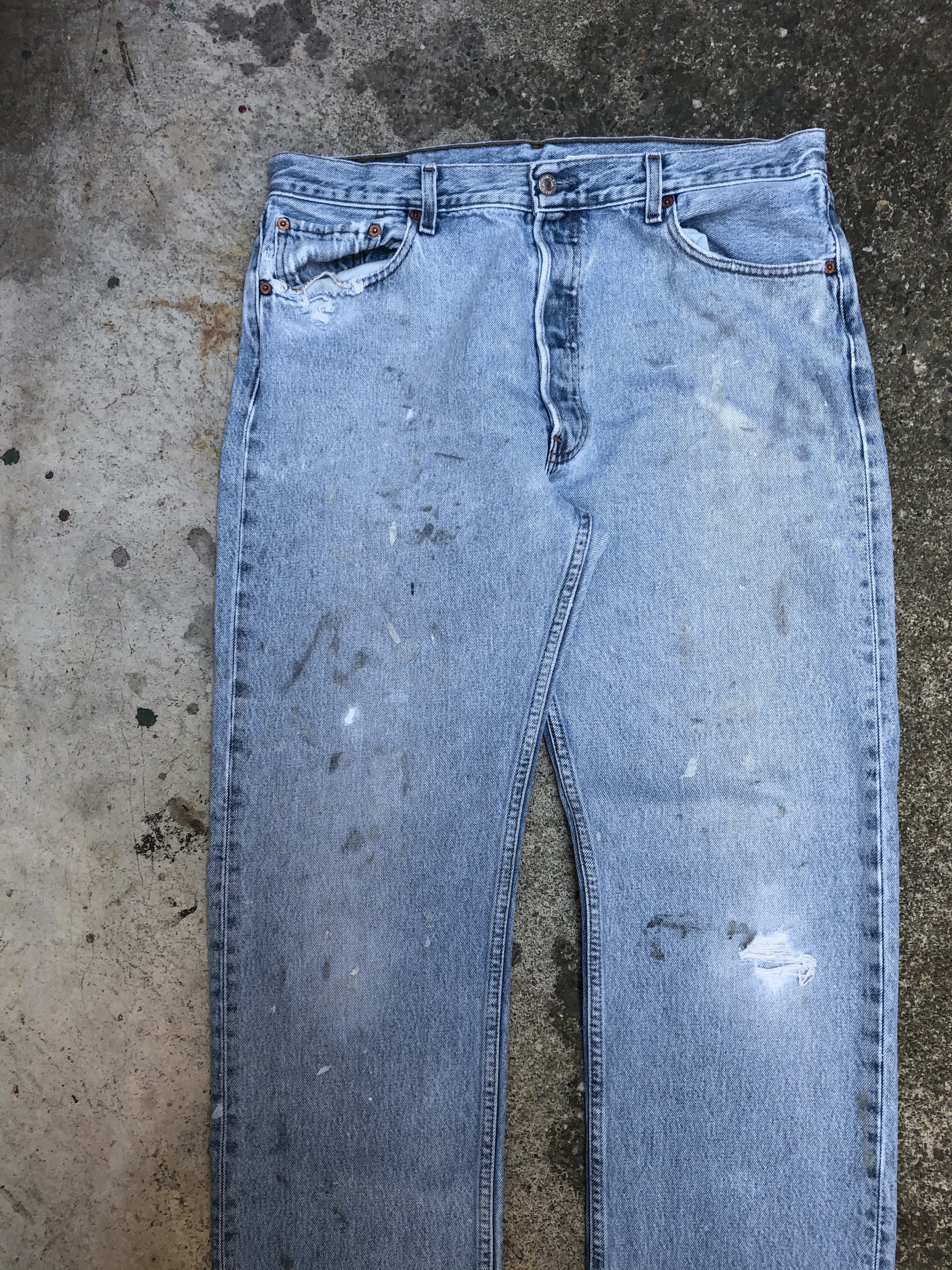 1990s Levis Painted Faded Blue 501 (34X30)