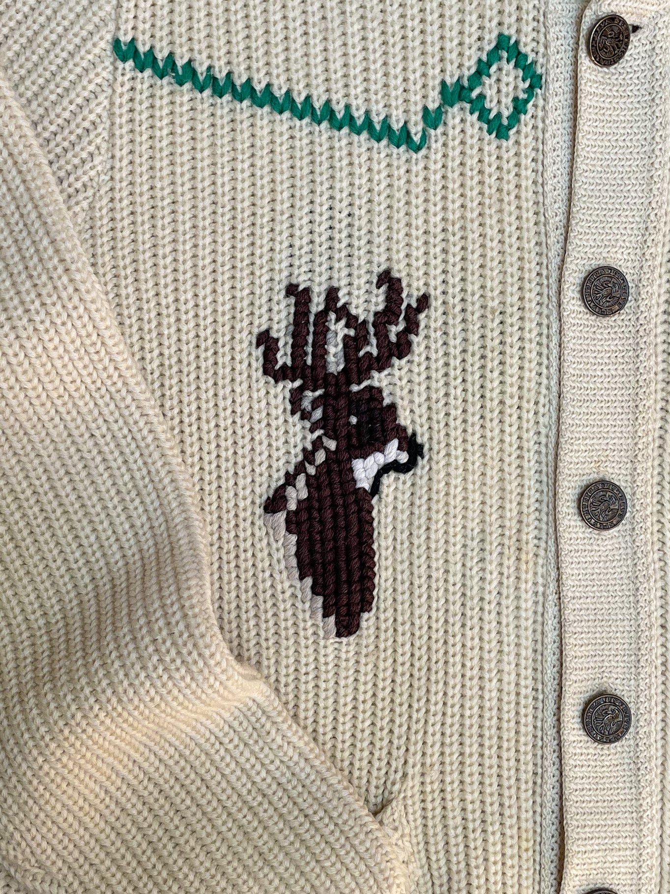 1970s “Stag” Knit Cowichan Cardigan