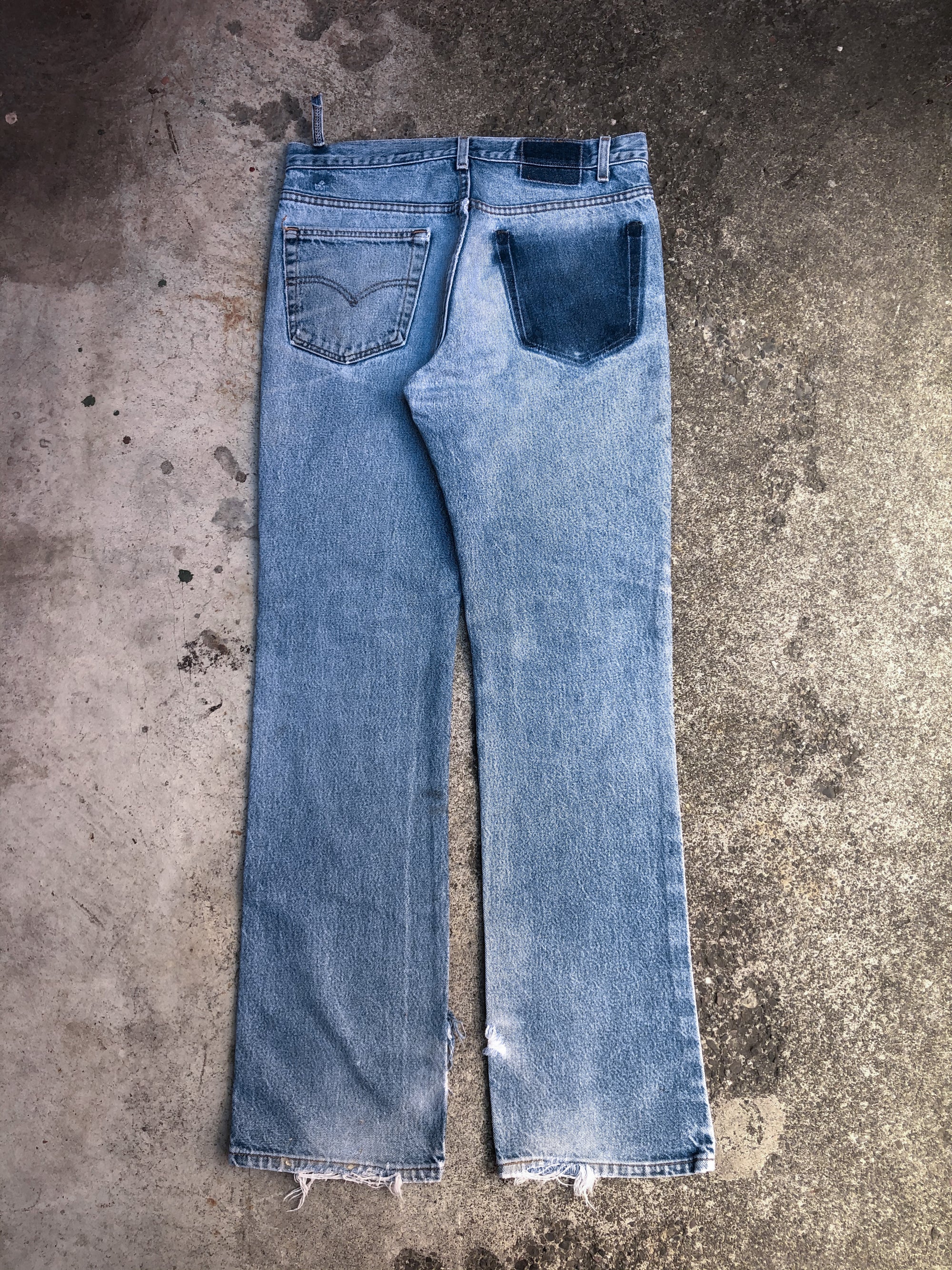 1990s Levis Distressed Faded Blue 517 Removed Pocket (33X34)