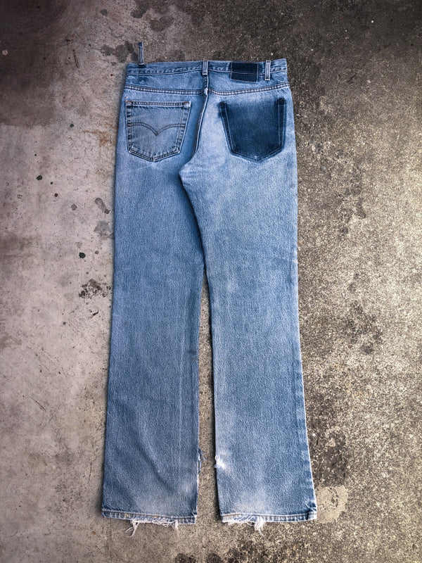 1990s Levis Distressed Faded Blue 517 Removed Pocket (33X34)