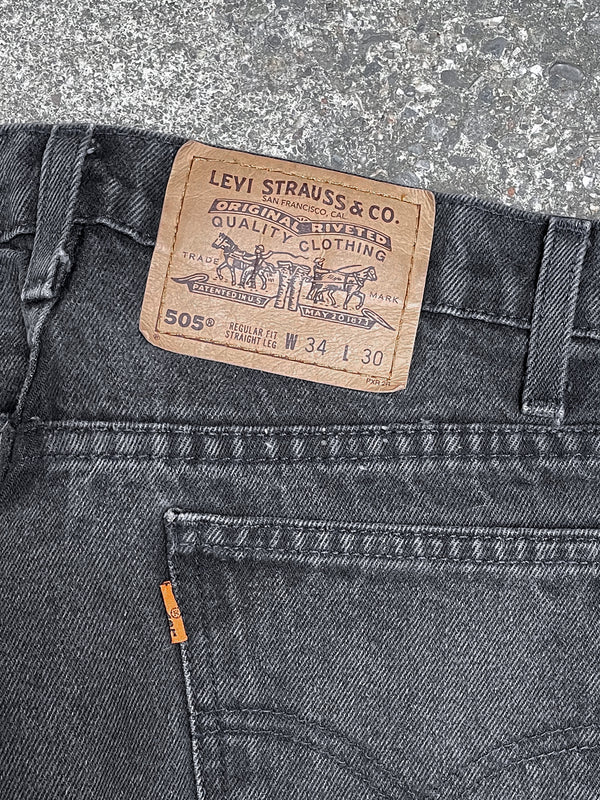 1990s Orange Tab Levi’s Faded Black 505 Released Hem (33X30)