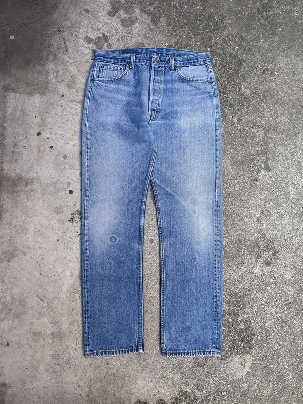 1980s/90s Levis Repaired Faded Blue 501 (33X31)