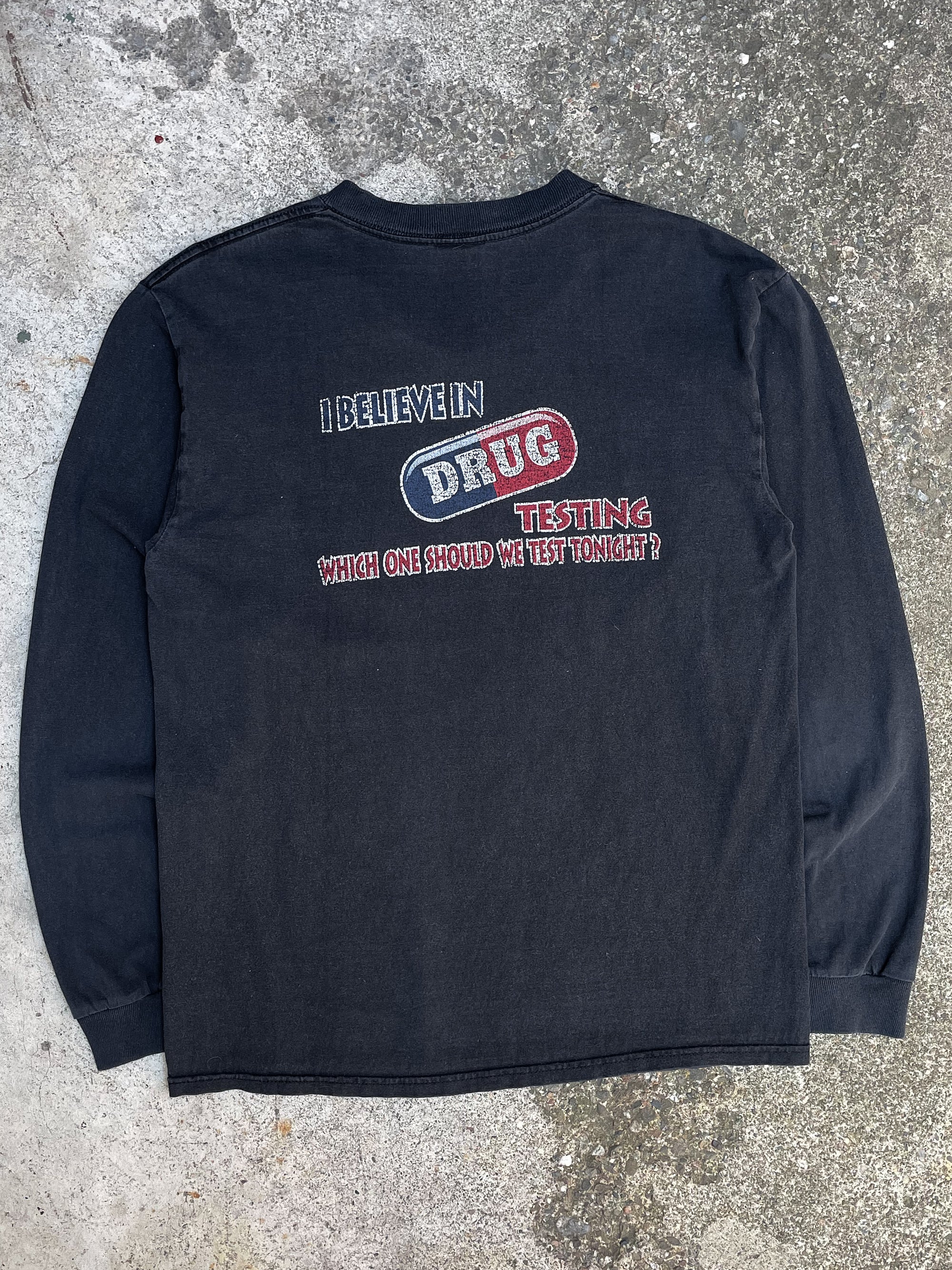 Vintage “Drug Testing” Faded Long Sleeve Tee