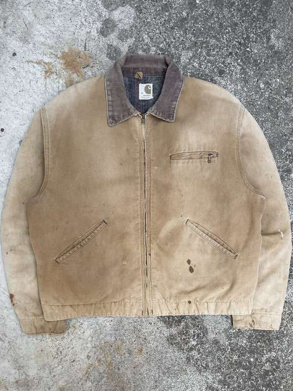 1970s Carhartt Faded Tan Talon Zip Lined Work Jacket