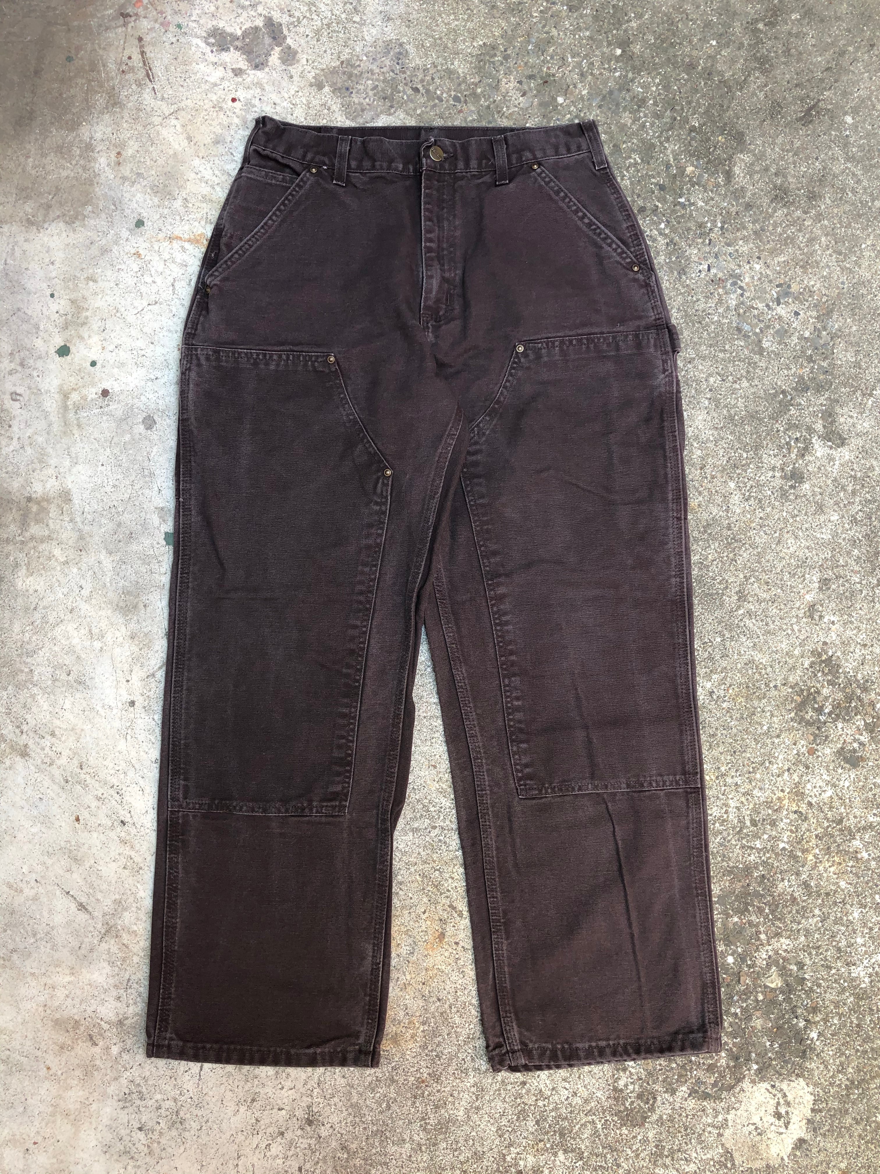 CARHARTT DARK BROWN DOUBLE KNEE ボロ Carhartt B136 Dark Brown Double Front Knee Work Pants (31X29