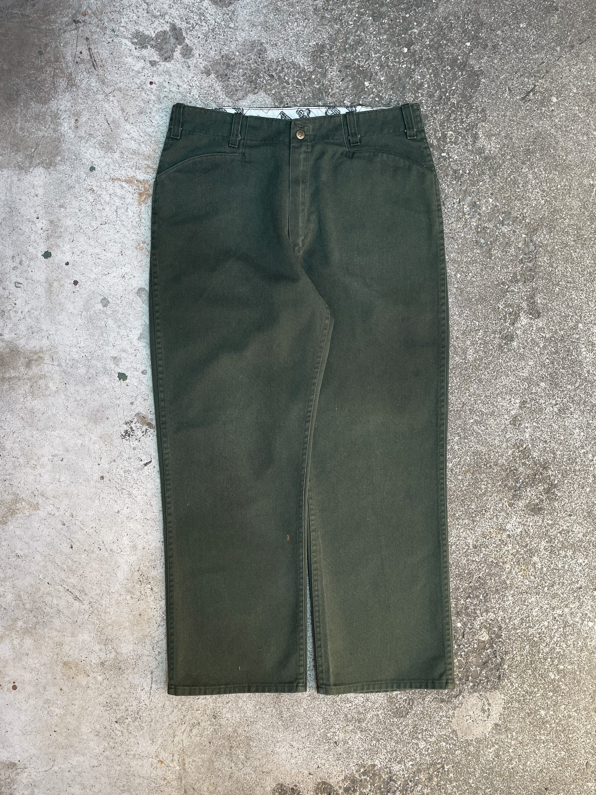 1990s Ben Davis Faded Pine Green Work Pants (32X28)