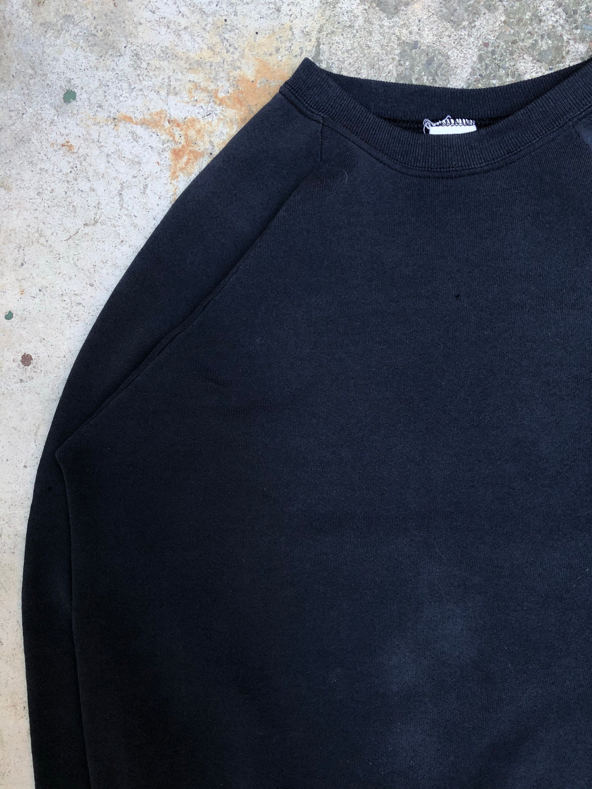 1990s Faded Black Blank Raglan Sweatshirt