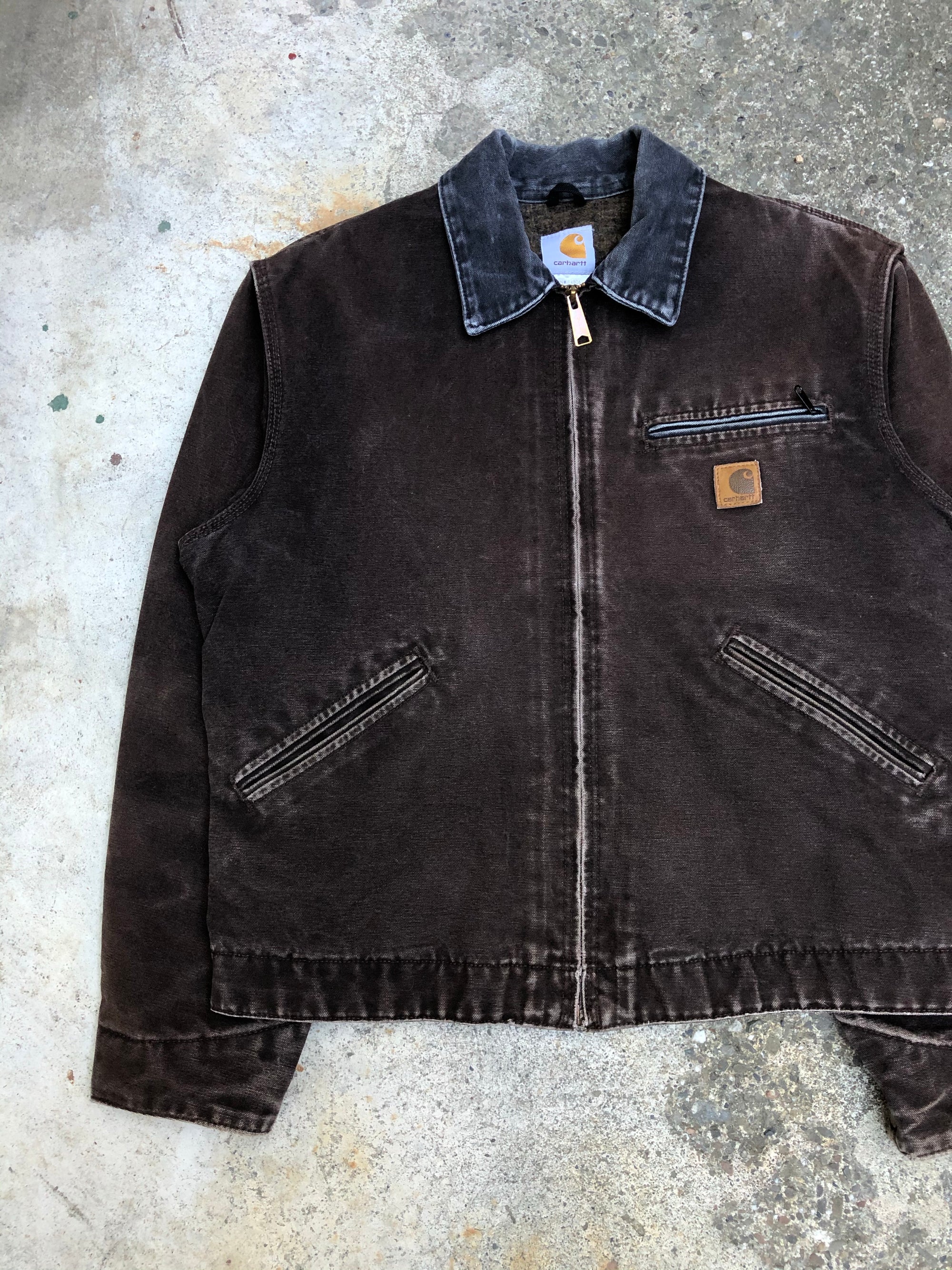 1990s Carhartt Faded Dark Brown Lined Work Jacket