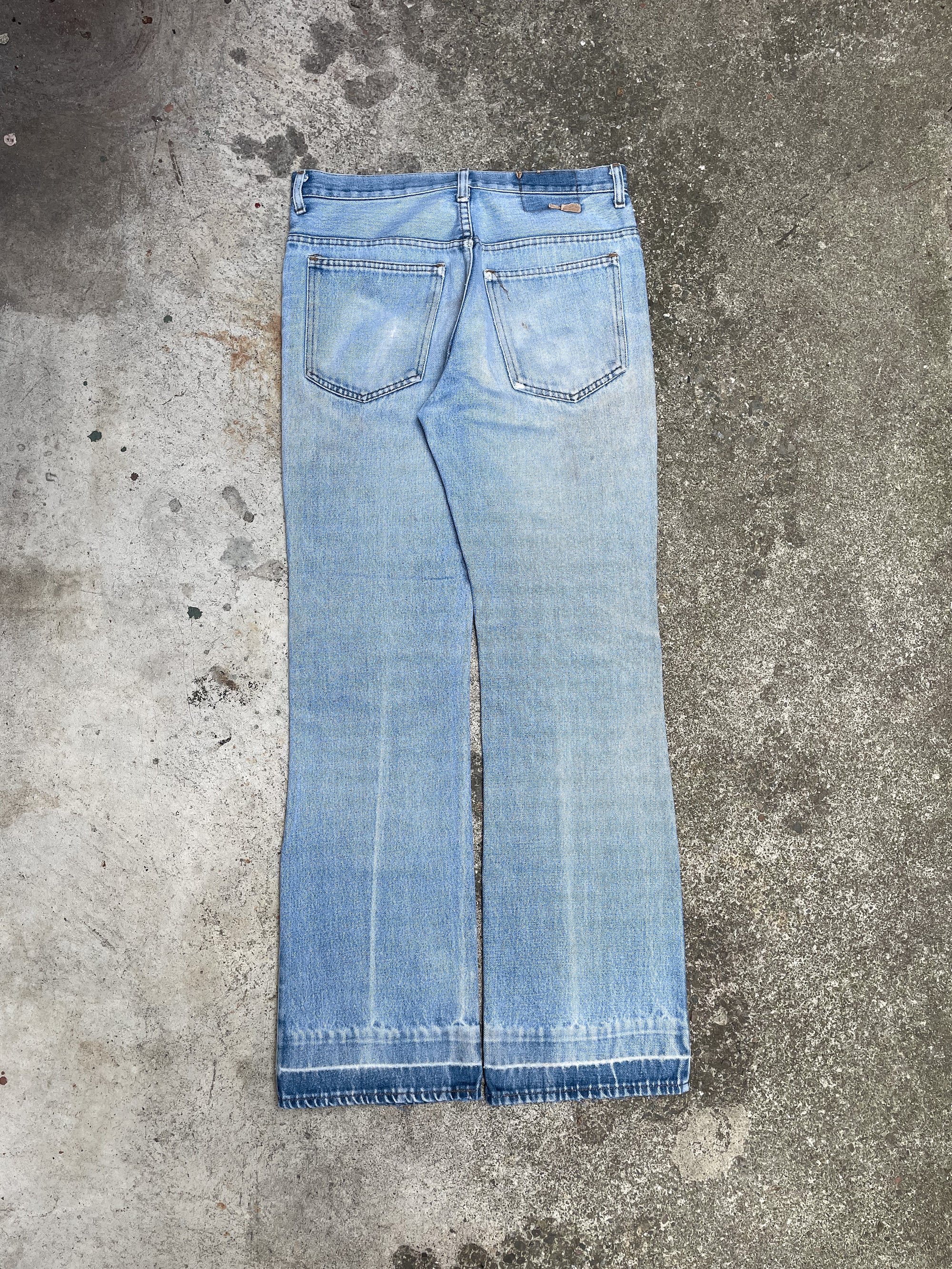 1970s/80s Faded Blue Flared Denim Scovill Zip (31X32)