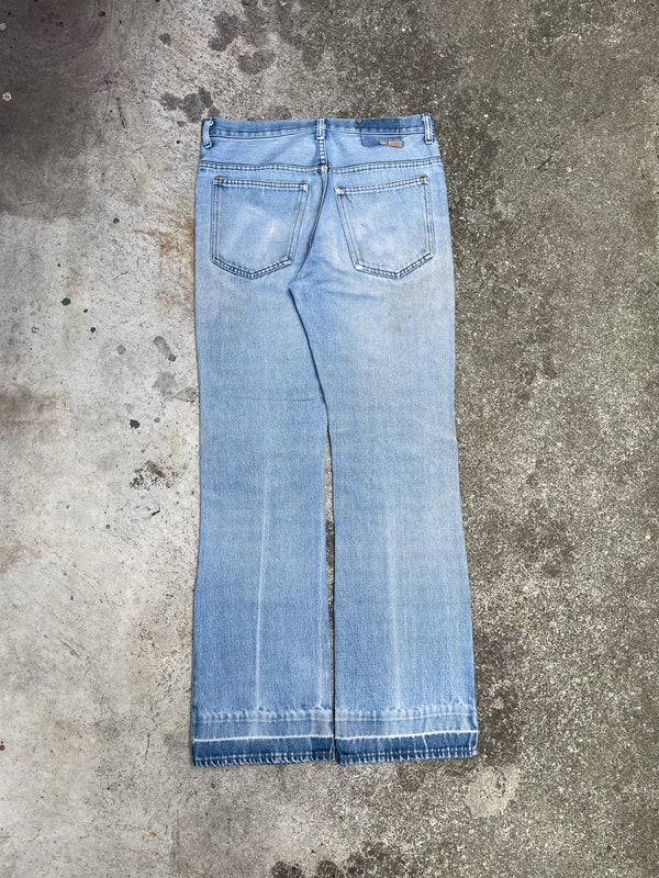 1970s/80s Faded Blue Flared Denim Scovill Zip (31X32)