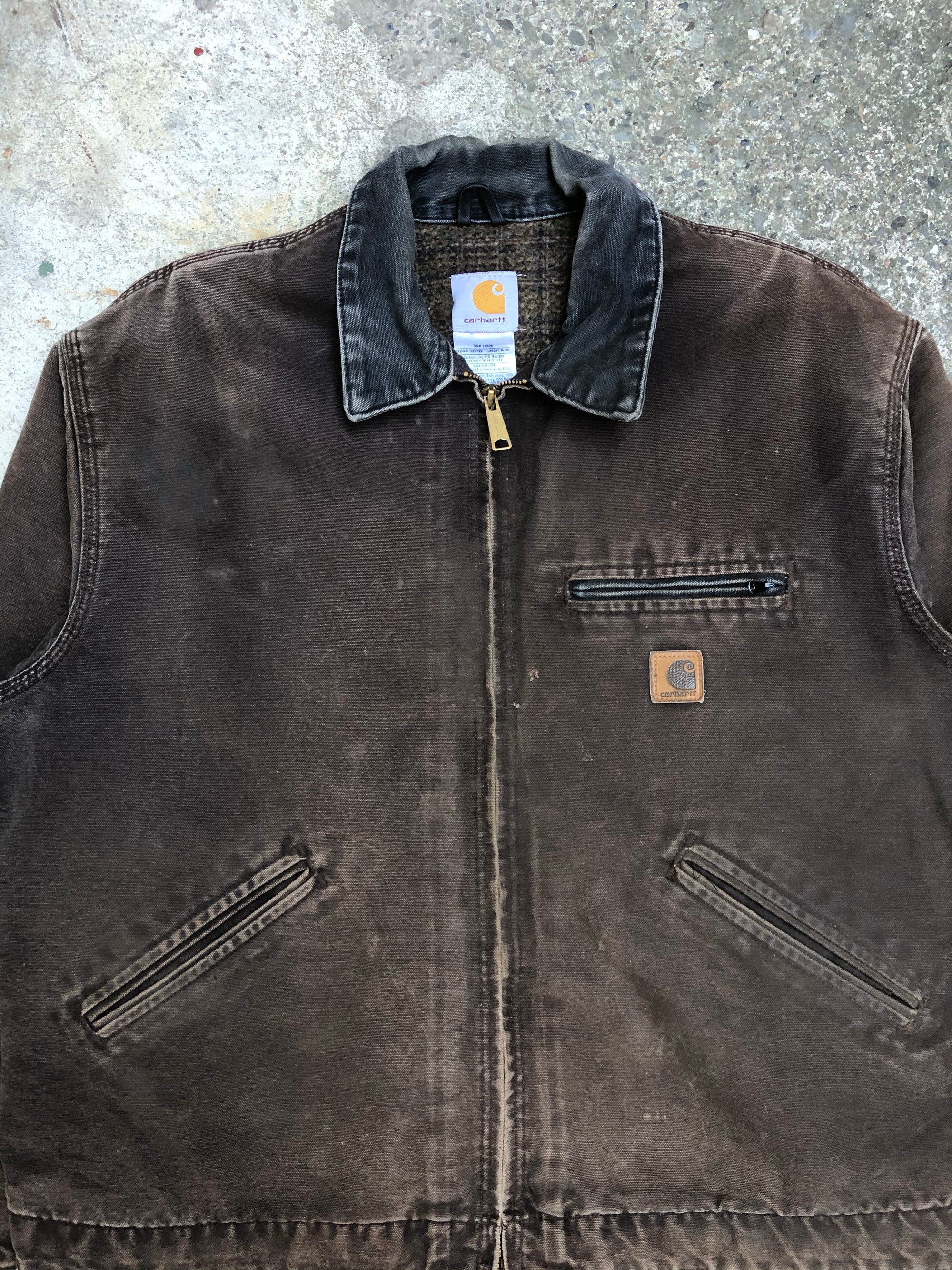 1990s Carhartt Faded Dark Brown Lined Work Jacket (XL)