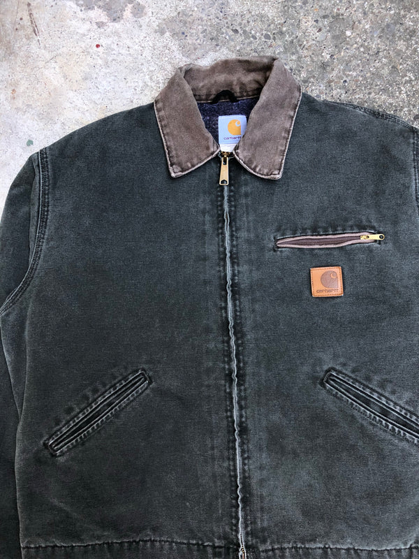 1990s Carhartt Faded Green Lined Work Jacket