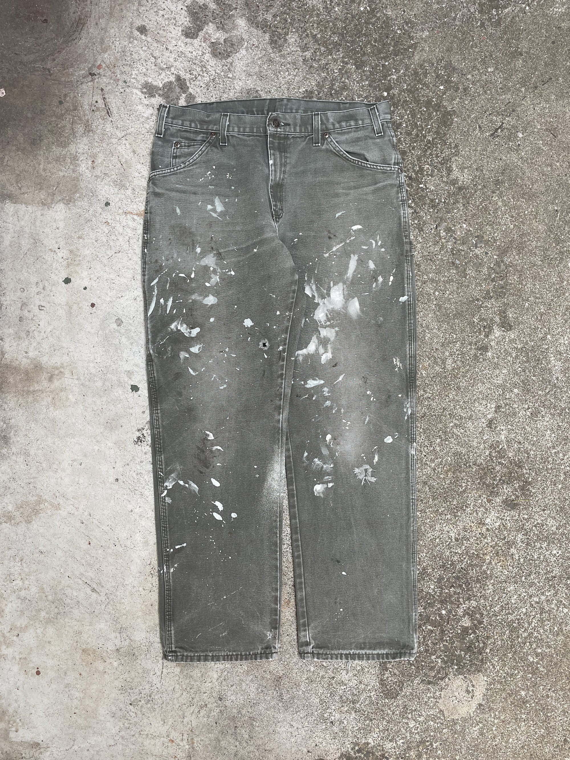 Dickies Painted Faded Green Work Pants (34X30)