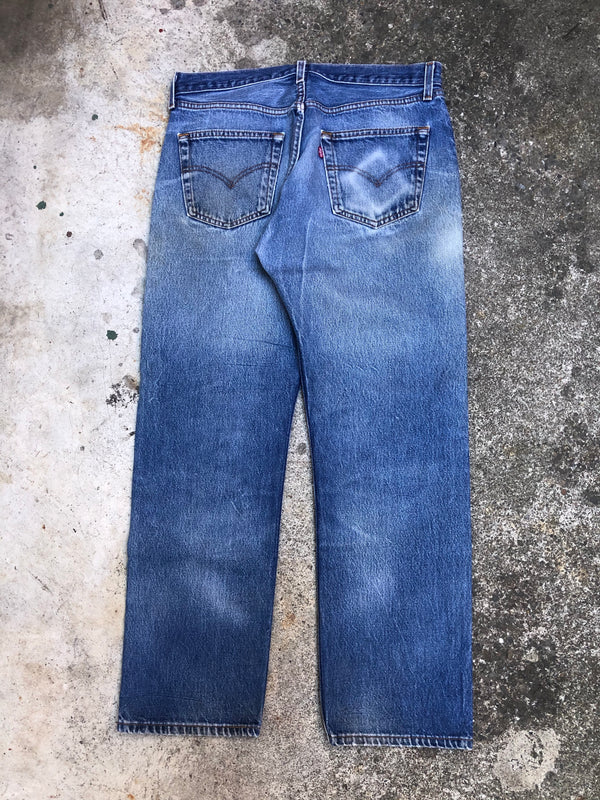 1990s Levis Worn In Blue 501 (33X28)