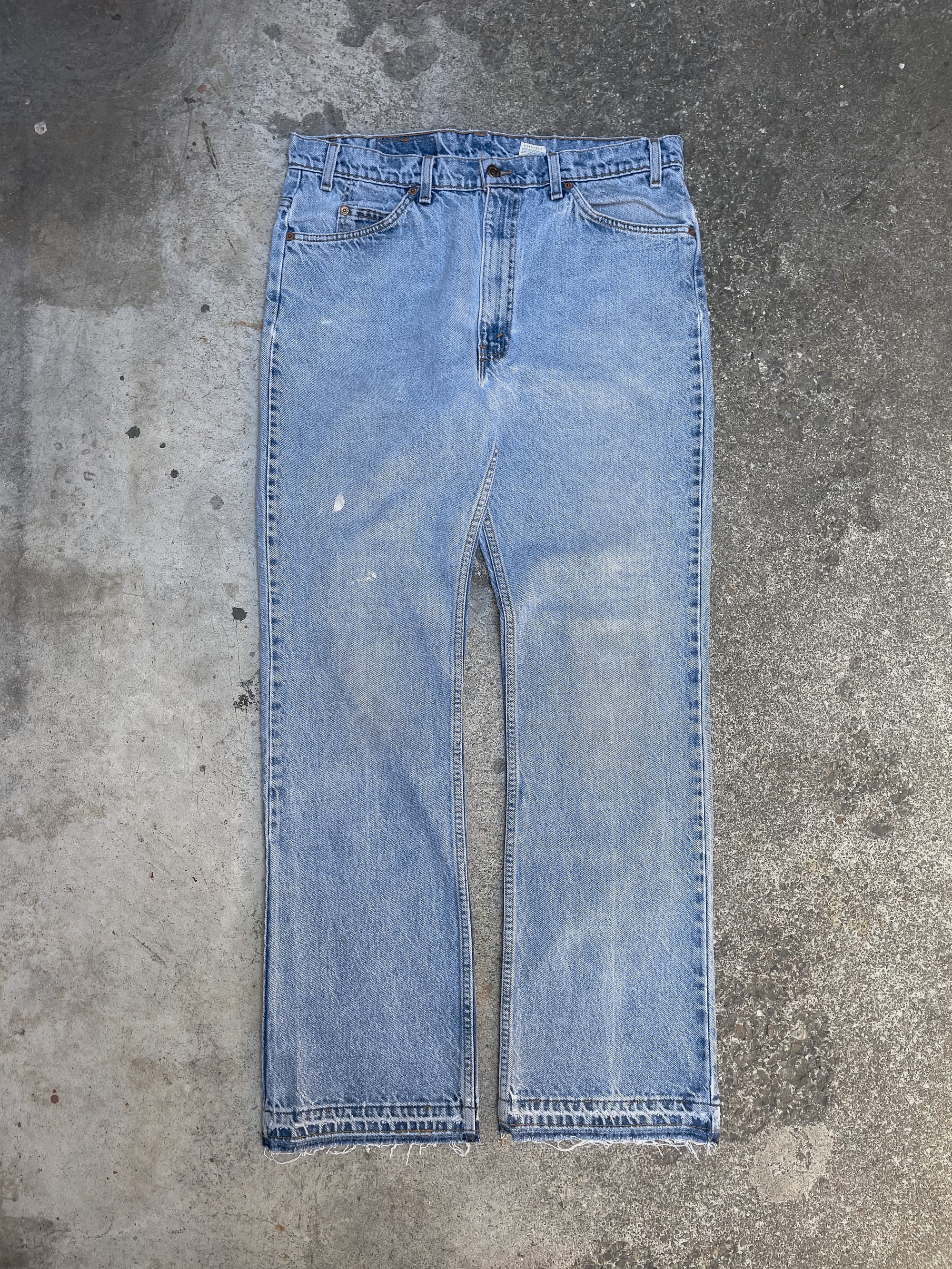1990s Orange Tab Levis Faded Blue 517 Released Hem (36X32)