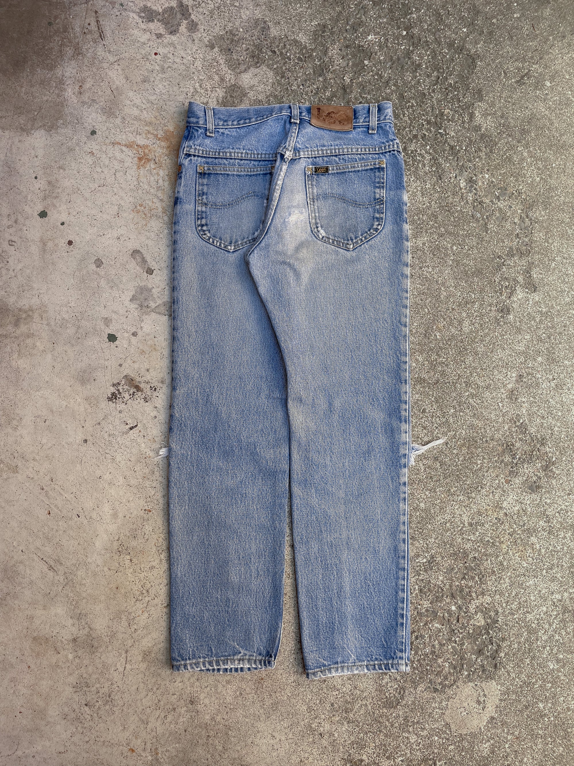 1970s Lee Distressed Faded Blue Talon Zip Denim (28X27)