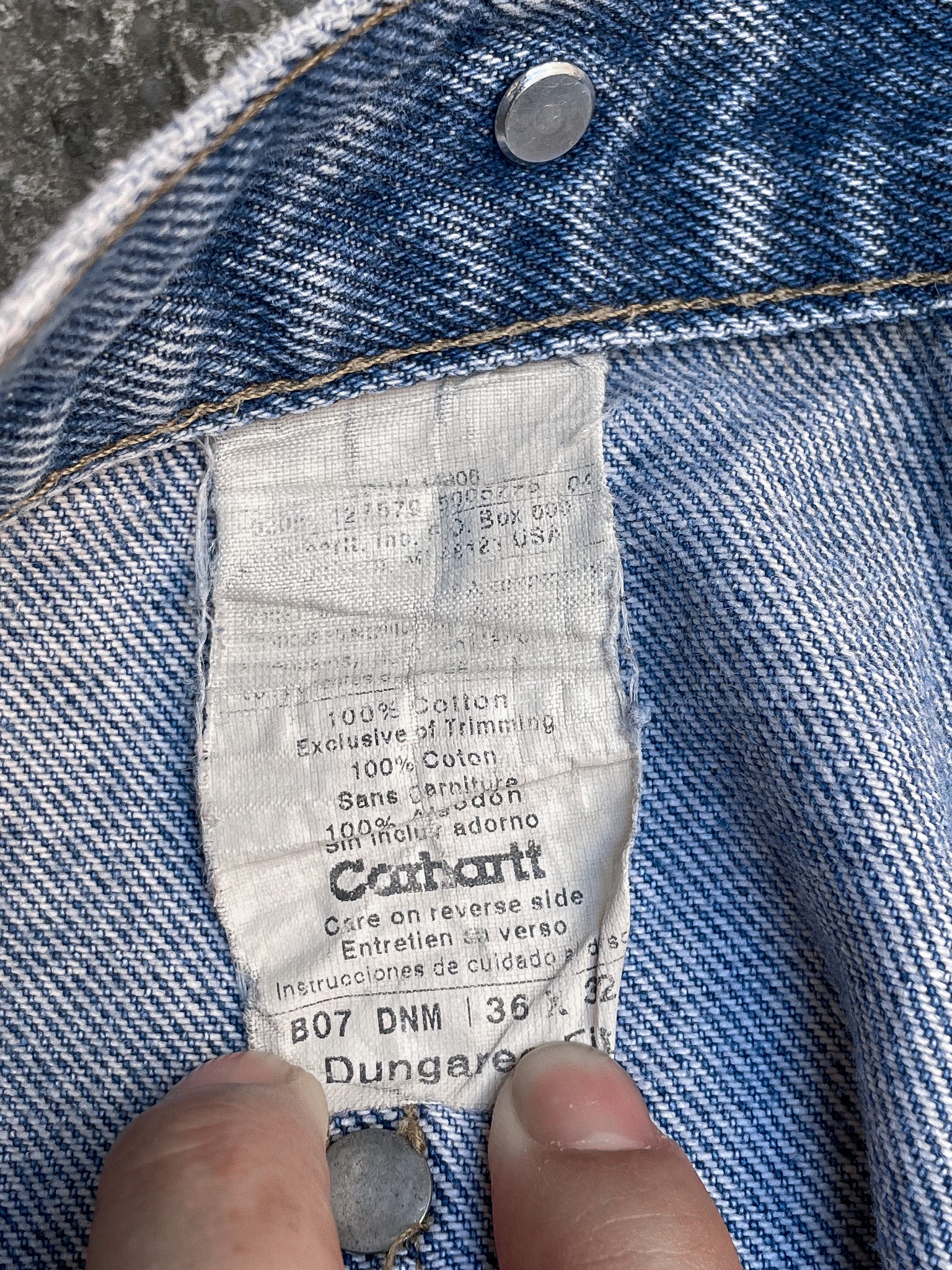 Carhartt B07 Blue Denim Double Knee Work Pants (35X30)