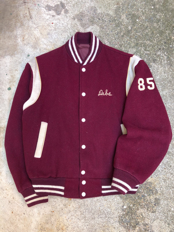 1980s Maroon Chain Stitch “Little Muskies” Varsity Jacket