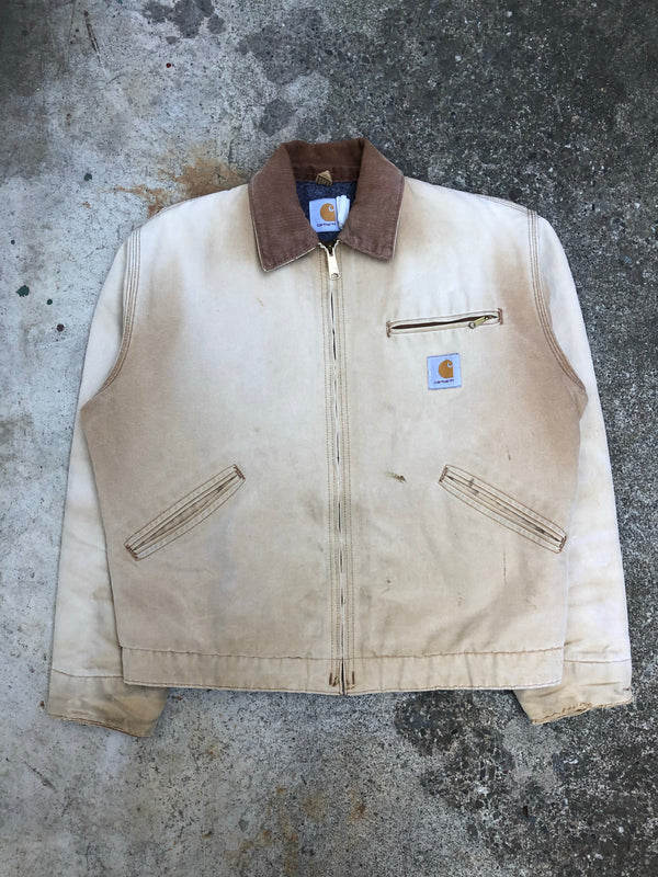 1990s Carhartt Sun Faded Tan Lined Work Jacket (M)