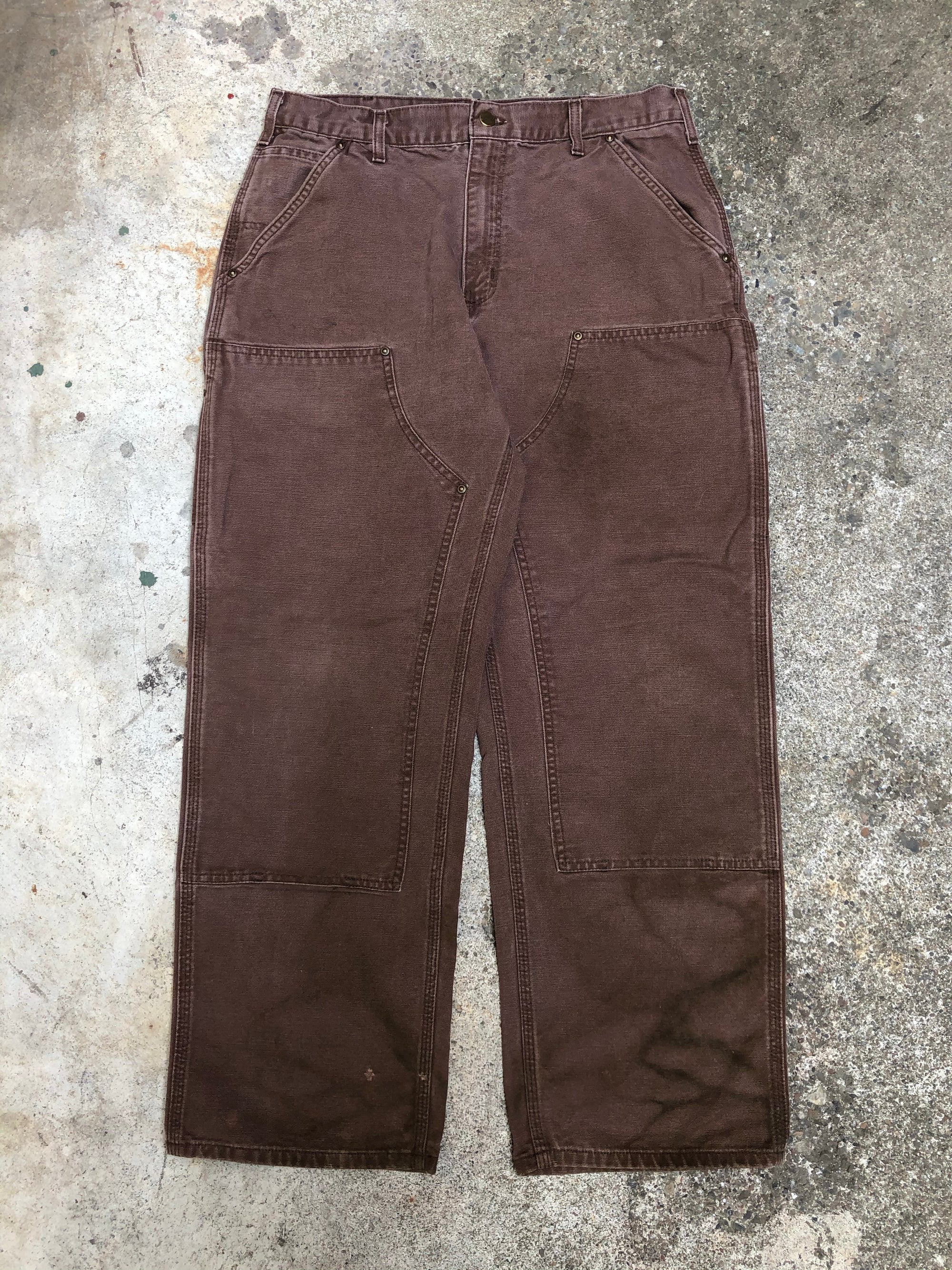 Carhartt B136 Chocolate Brown Double Front Knee Work Pants (33X29)