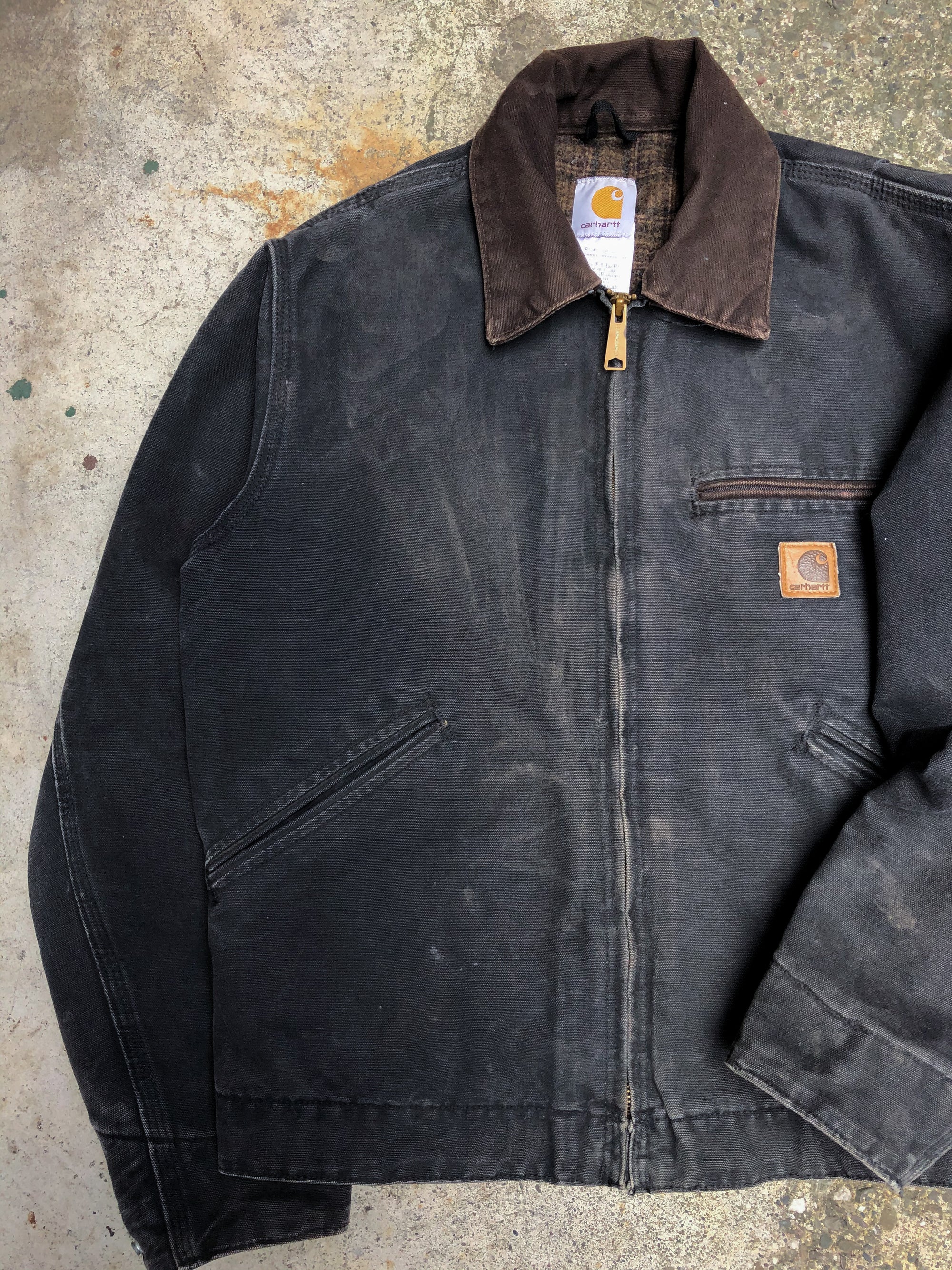 1990s Carhartt Dusty Faded Black Lined Work Jacket (S)