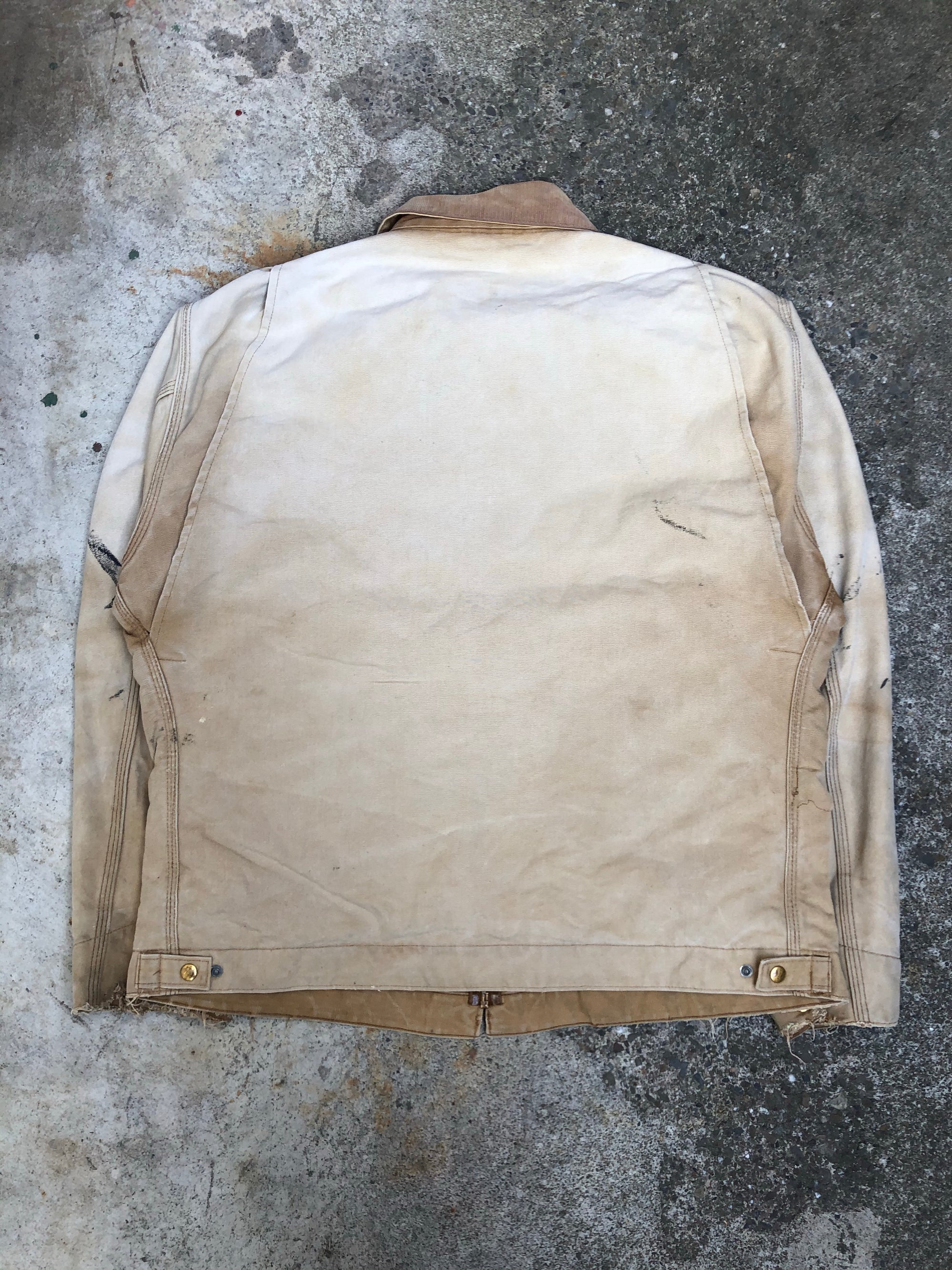 1990s Carhartt Sun Faded Tan Quilted Work Jacket (XL/XXL)