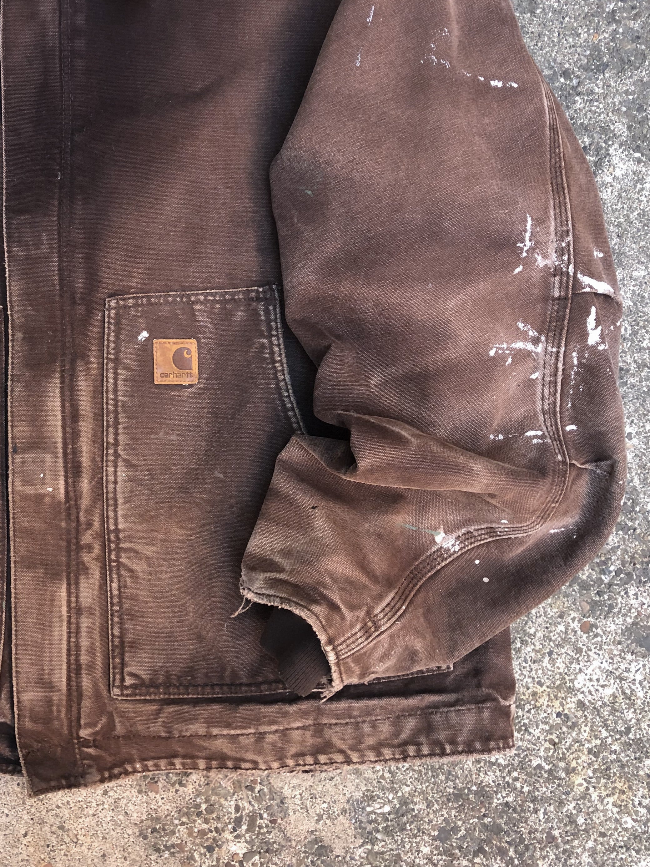 Vintage Carhartt Painted Faded Dark Brown Sherpa Lined Arctic