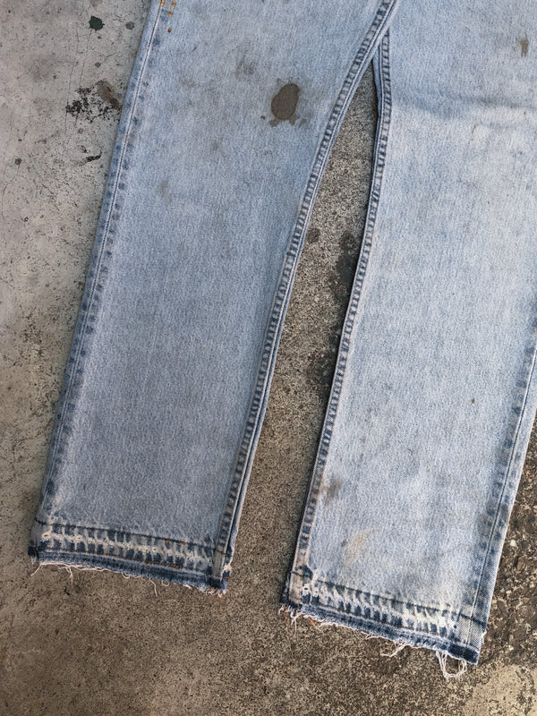 1990s Levis Dirty Faded Stonewash Blue 505 Released Hem (32X30)