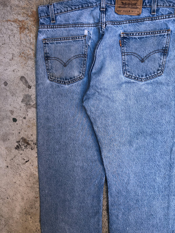 1990s Orange Tab Levis Faded Blue 505 (33X28)