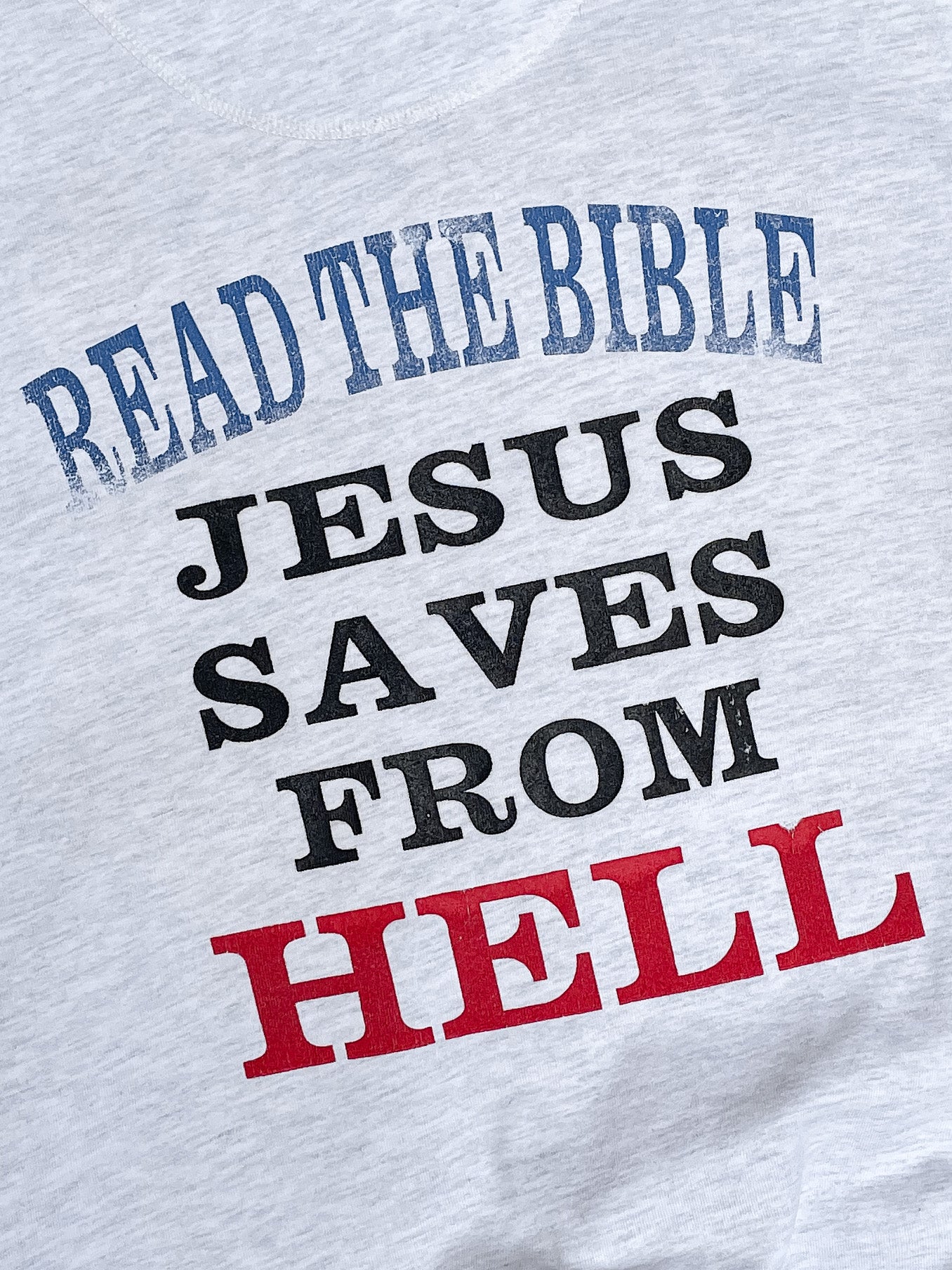 1990s “Jesus Saves From Hell” Heather Grey Sweatshirt