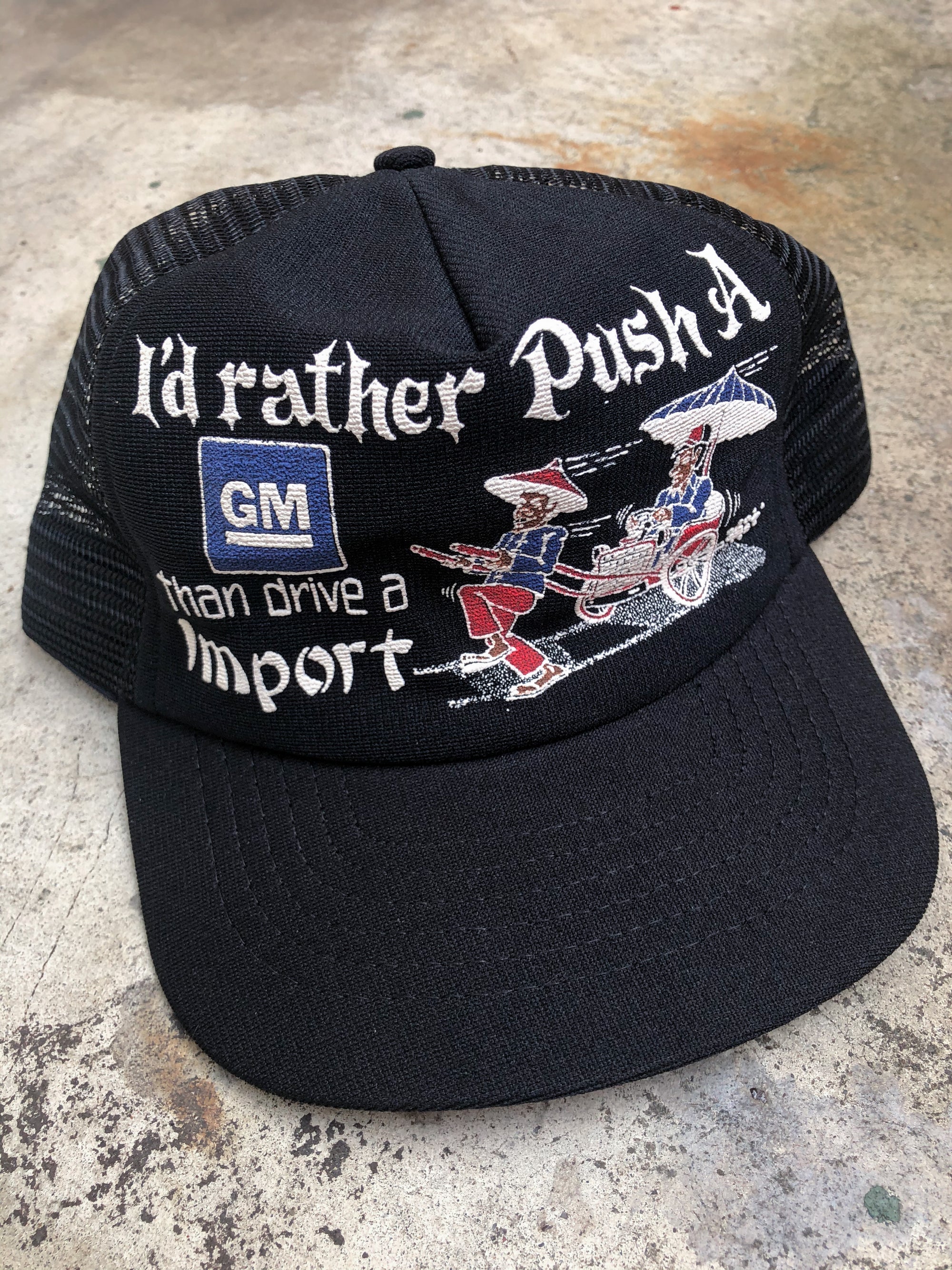 1980s Black “Drive A Import” Trucker Hat