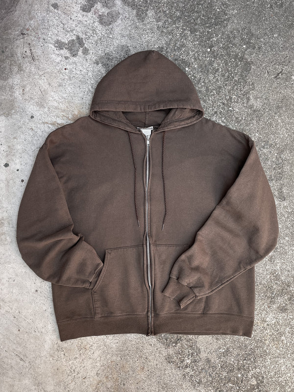 Faded Brown Blank Zip Up Hoodie