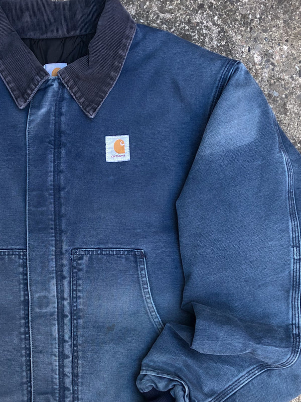 1990s Carhartt Sun Faded Blue Quilted Arctic Jacket (XL/XXL)