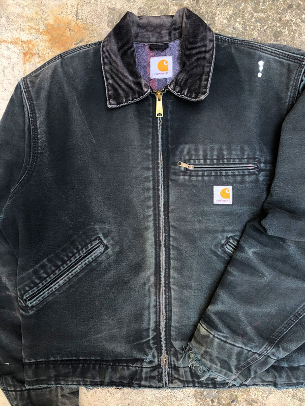 1990s Carhartt Faded Black Lined Work Jacket (S/M)