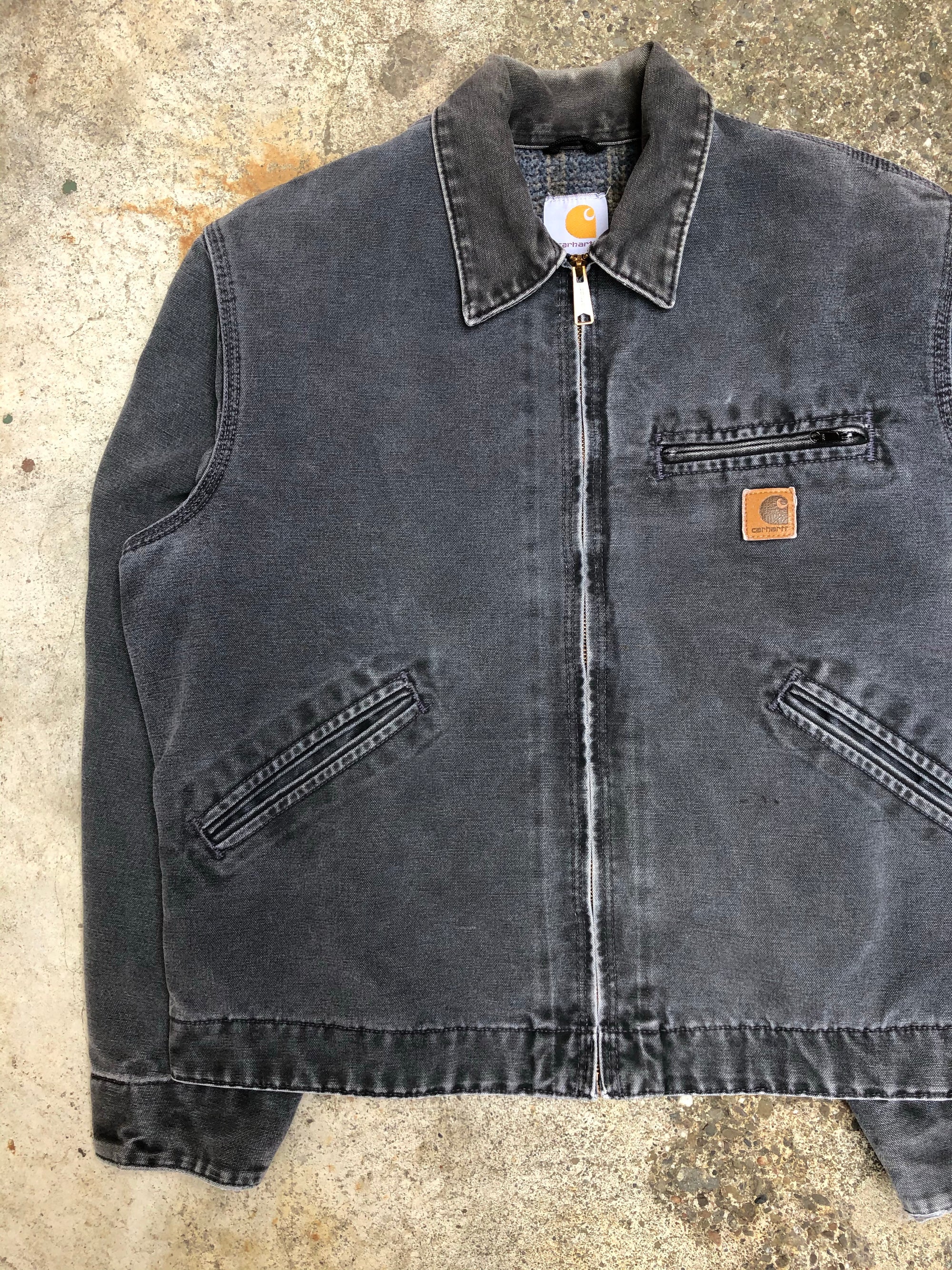 1990s Carhartt Faded Petrol Blue Lined Work Jacket