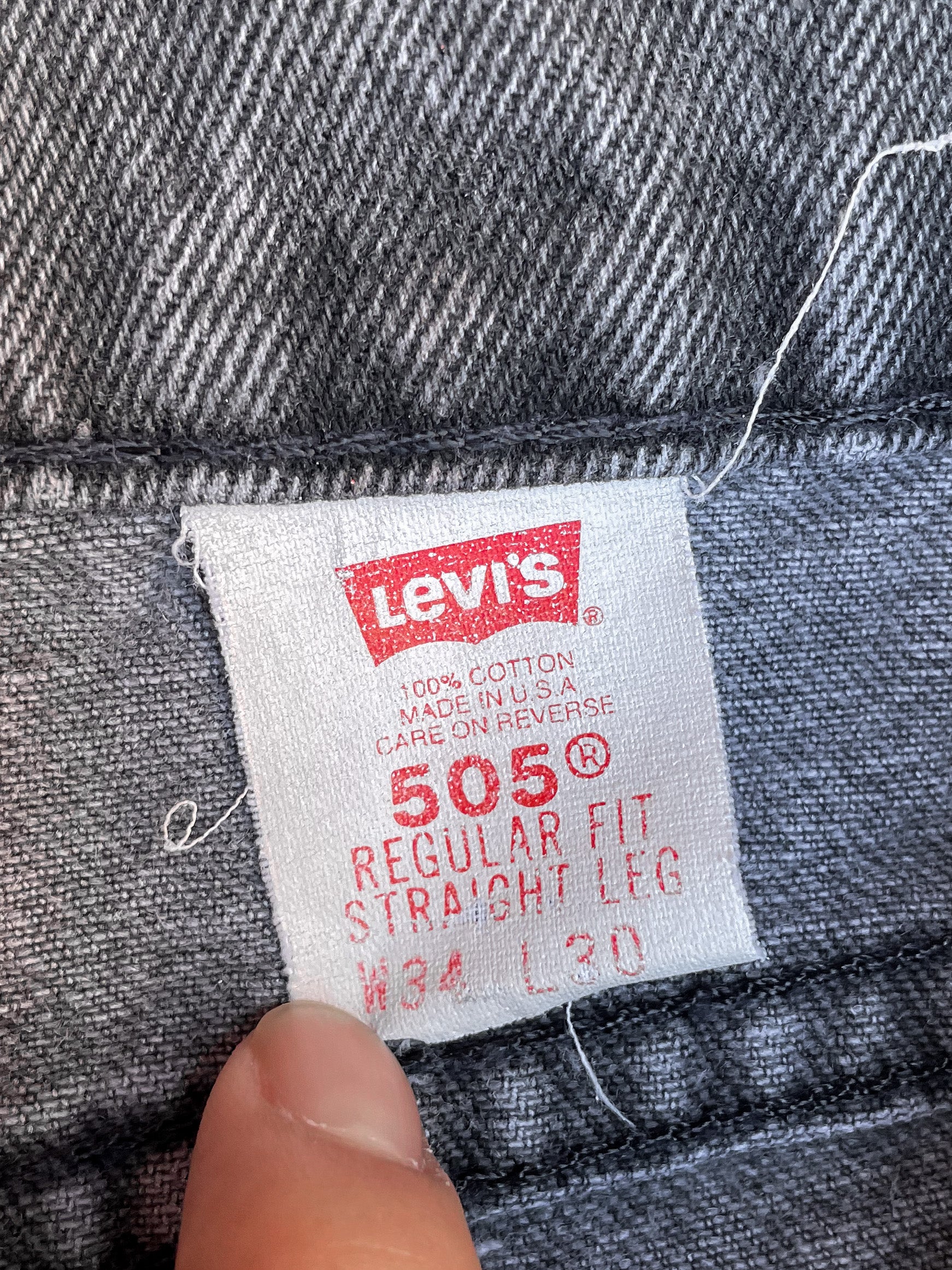 1990s Orange Tab Levi’s Faded Charcoal 505 Released Hem (31X30)