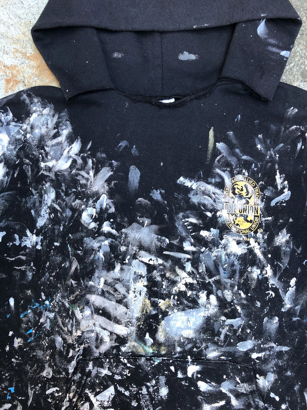 1990s Faded Black Painted “Painters Union” Hoodie