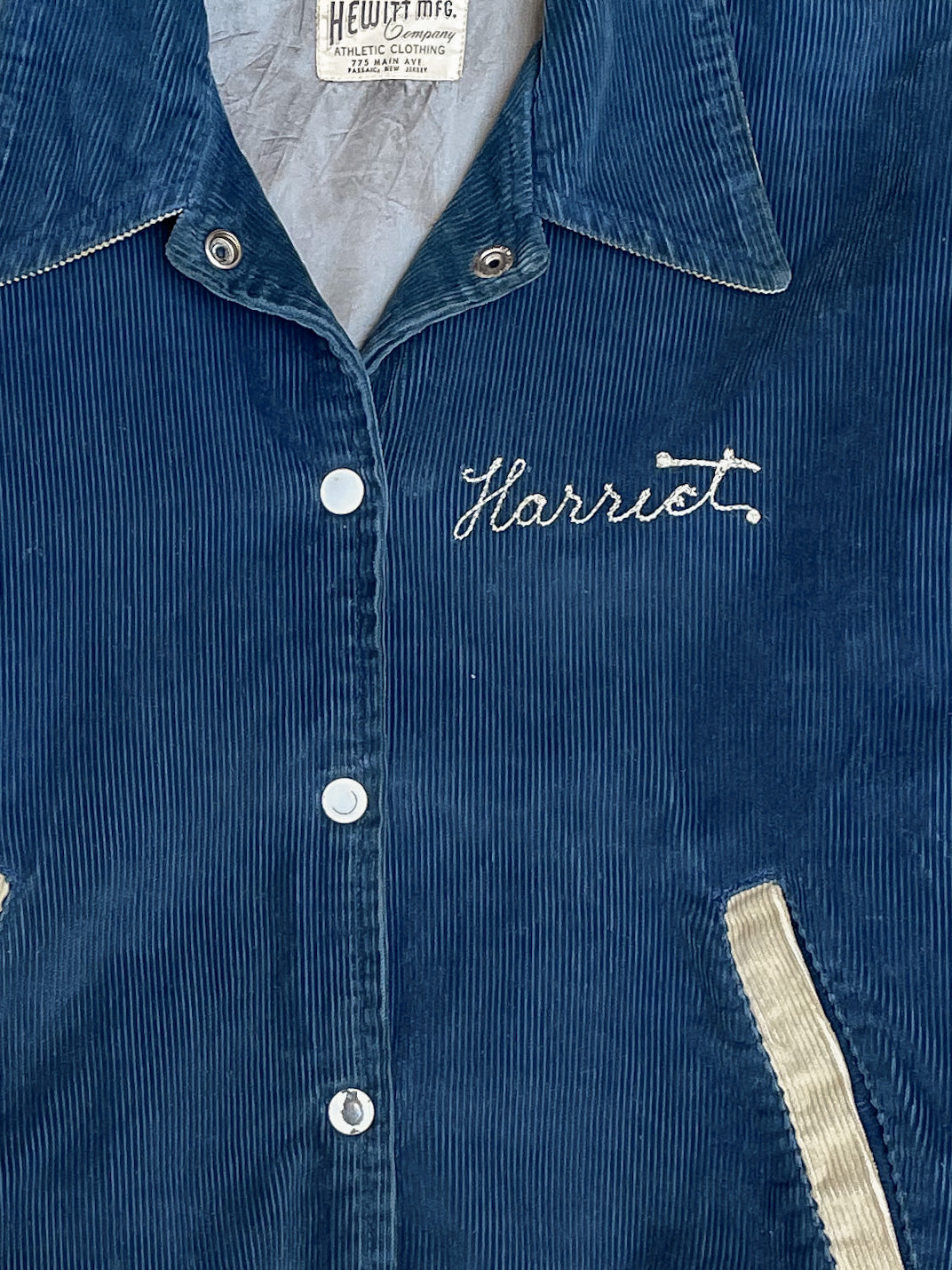 1970s “Pearl River” Chain Stitched Faded Corduroy Varsity Jacket