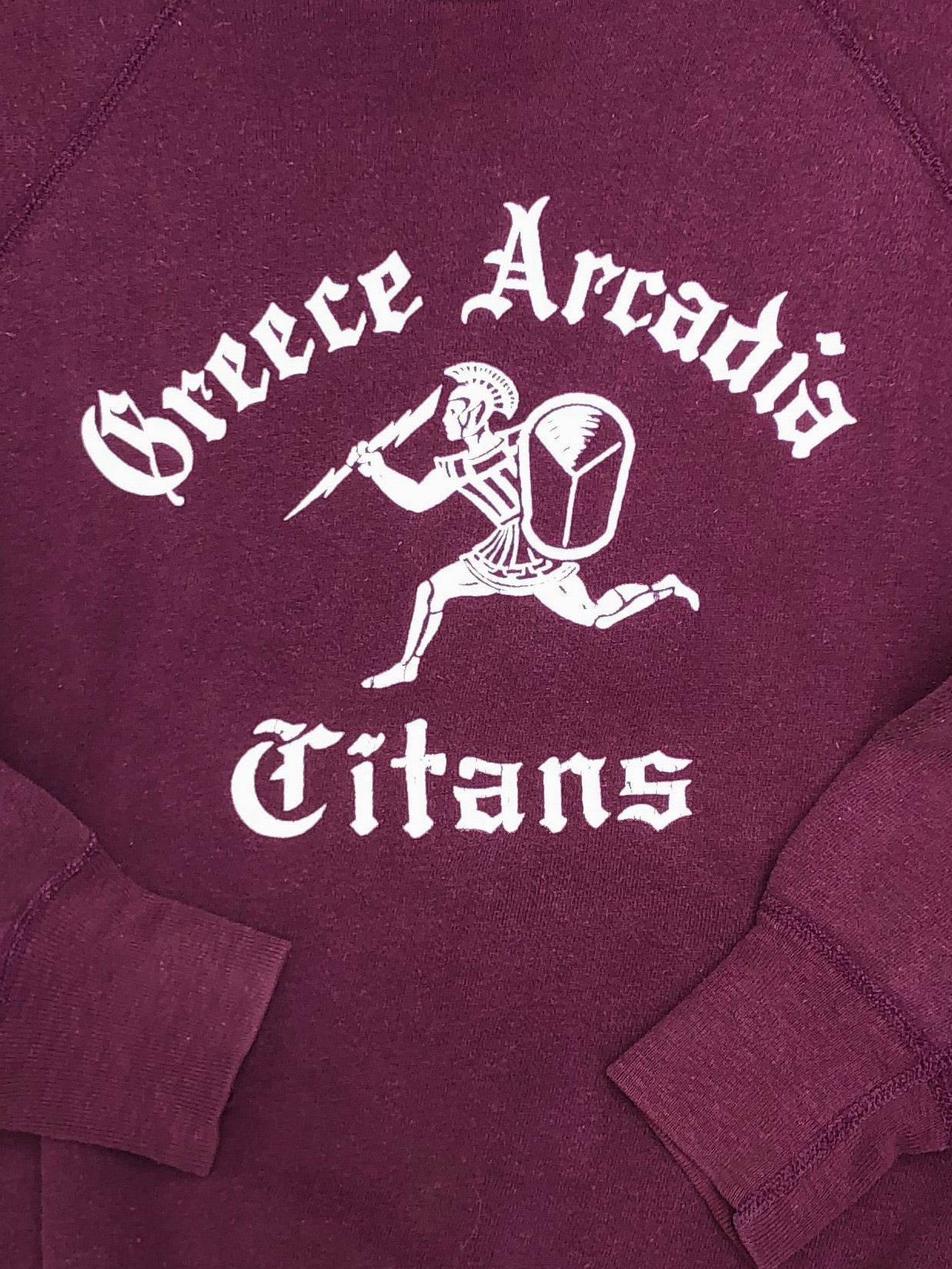 1970s Faded Maroon “Greece Arcadia Titans” Raglan Sweatshirt