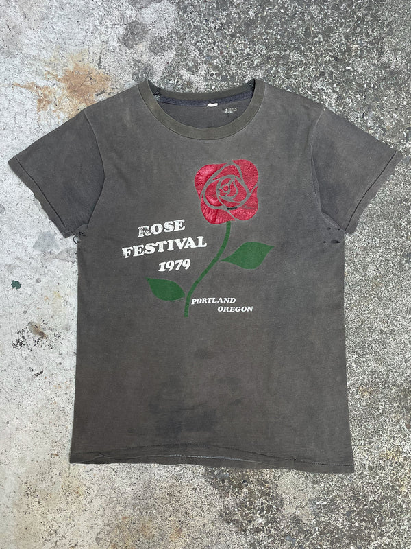 1970s “Rose Festival” Sun Faded Distressed Single Stitched Tee (S)